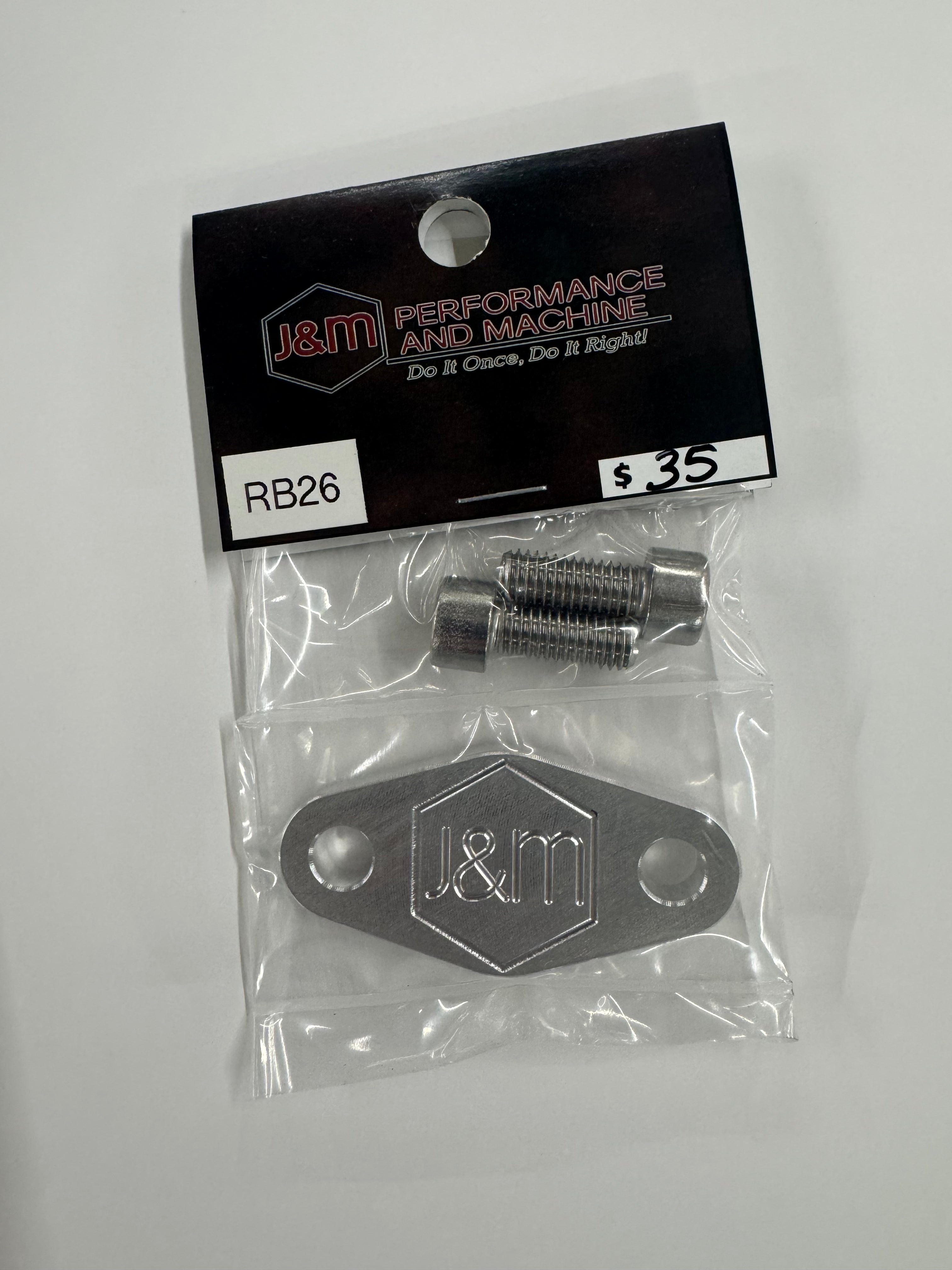 J&M Billet RB26 Rear turbo drain block off plate