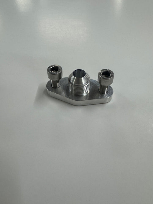 J&M Billet RB26 Rear turbo drain adapter fitting.